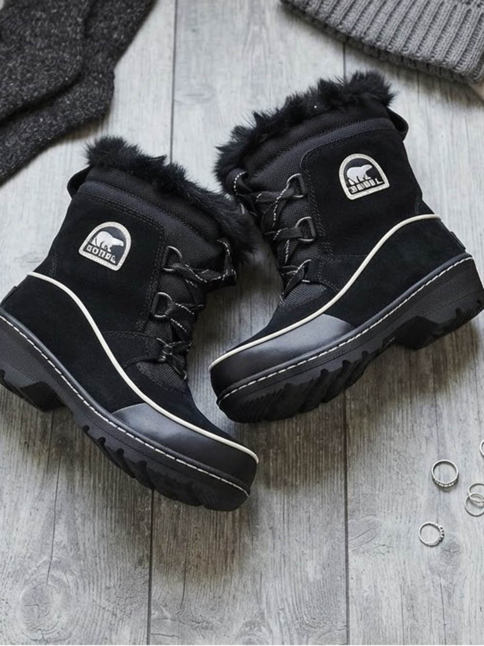 Sorel Black Faux Fur Winter Boots – Size 8 (Like New!)